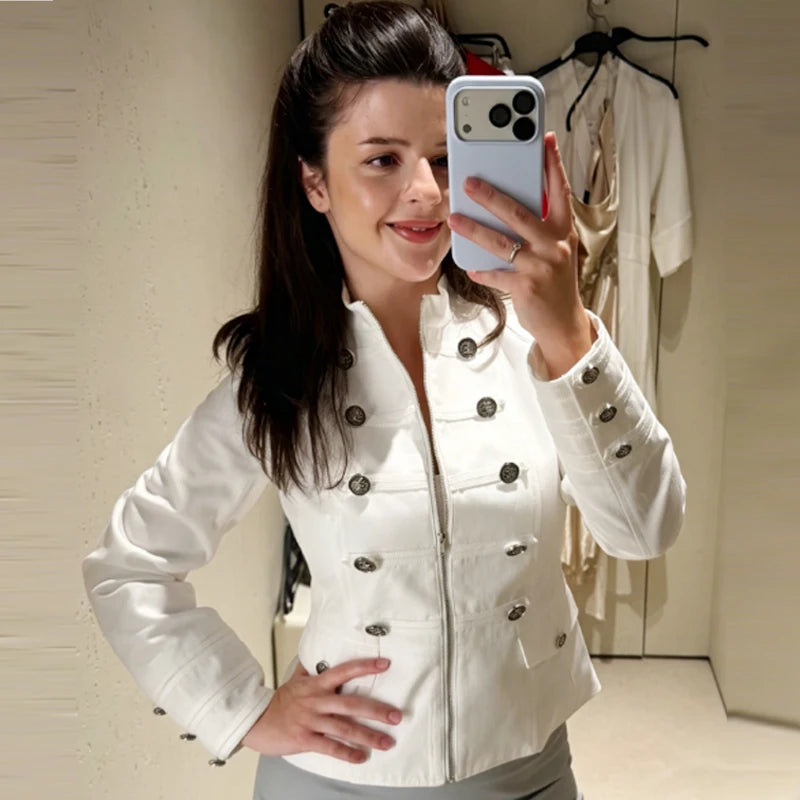 Crop White Jacket Women'S Jacket 2026 Elegant 