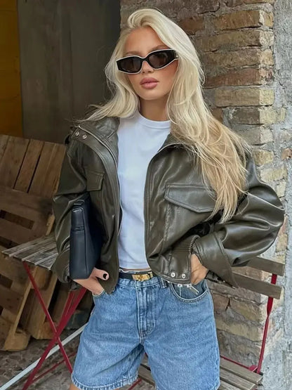 Women Jacket Vintage Bomber 