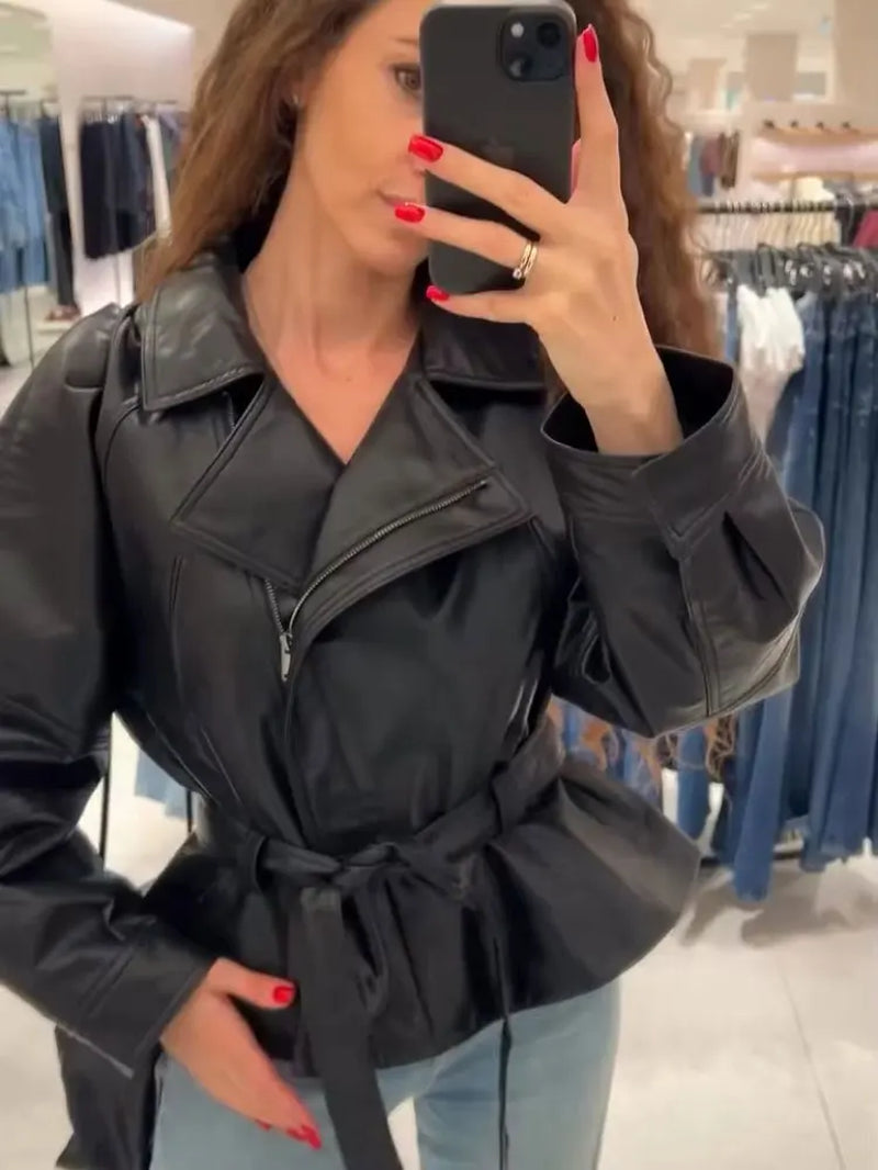 Women Fashion Black  Trench 